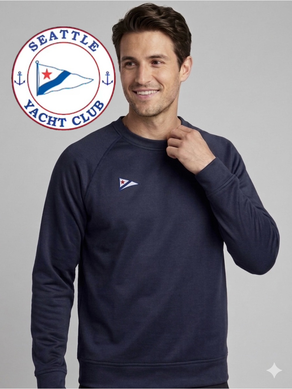 Clique Lift Eco Performance Unisex Crewneck Sweatshirt Seattle Yacht Club M NWT
